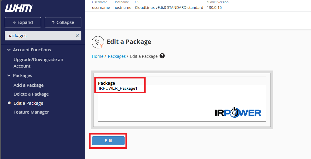 آموزش ویرایش پکیج‌ها در پنل WHM