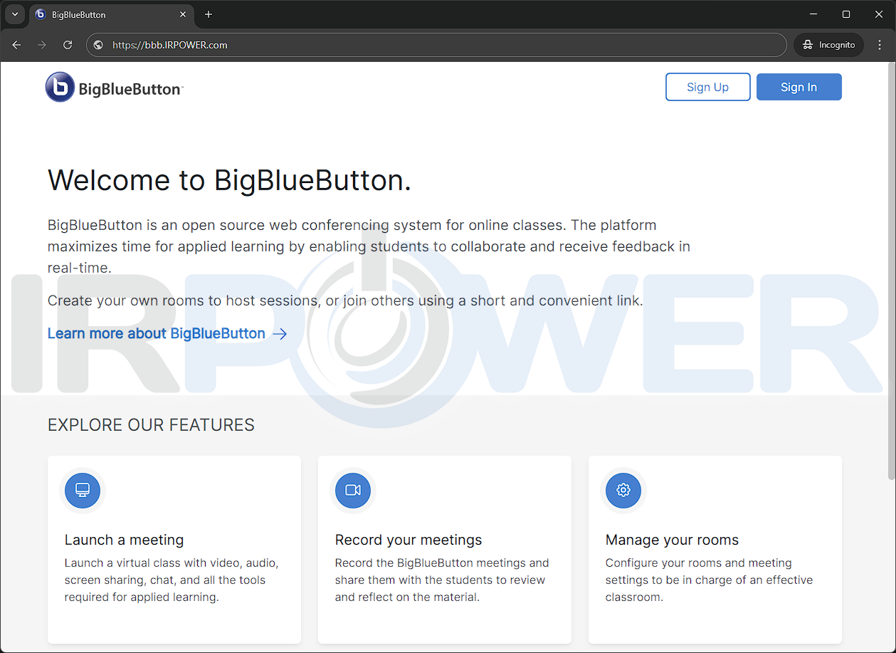 ورود به رابط کاربری تحت وب BigBlueButton