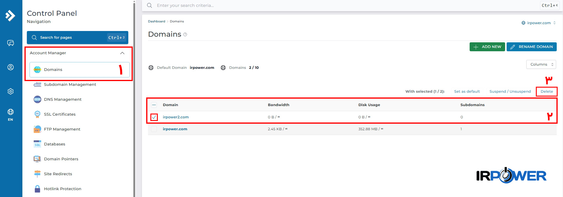 آموزش ایجاد و حذف Addon Domain در DirectAdmin