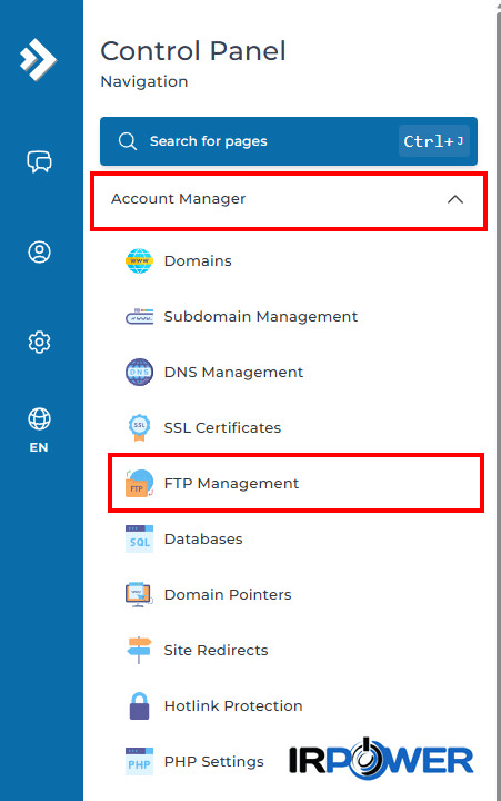 آموزش ایجاد و حذف اکانت FTP در DirectAdmin