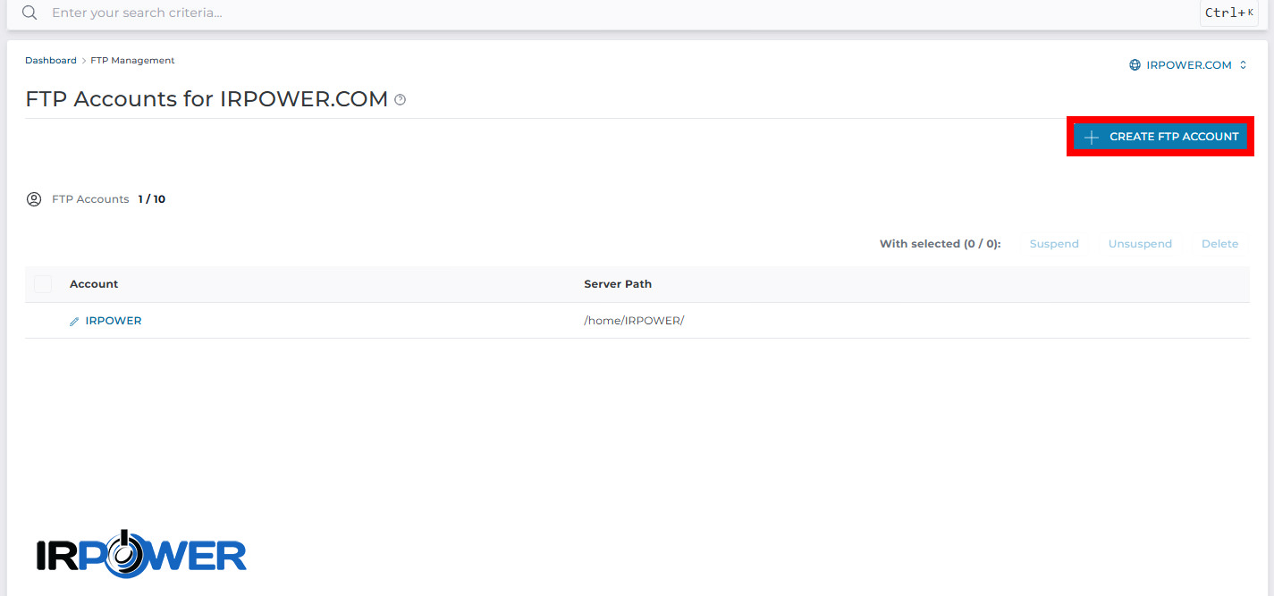 آموزش ایجاد و حذف اکانت FTP در DirectAdmin