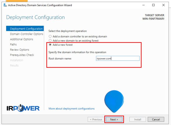آموزش تصویری تنظیم و نصب Active Directory در ویندوز سرور - IRPOWER
