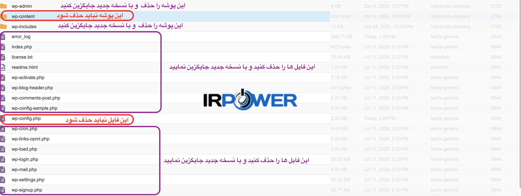 آپدیت دستی وردپرس