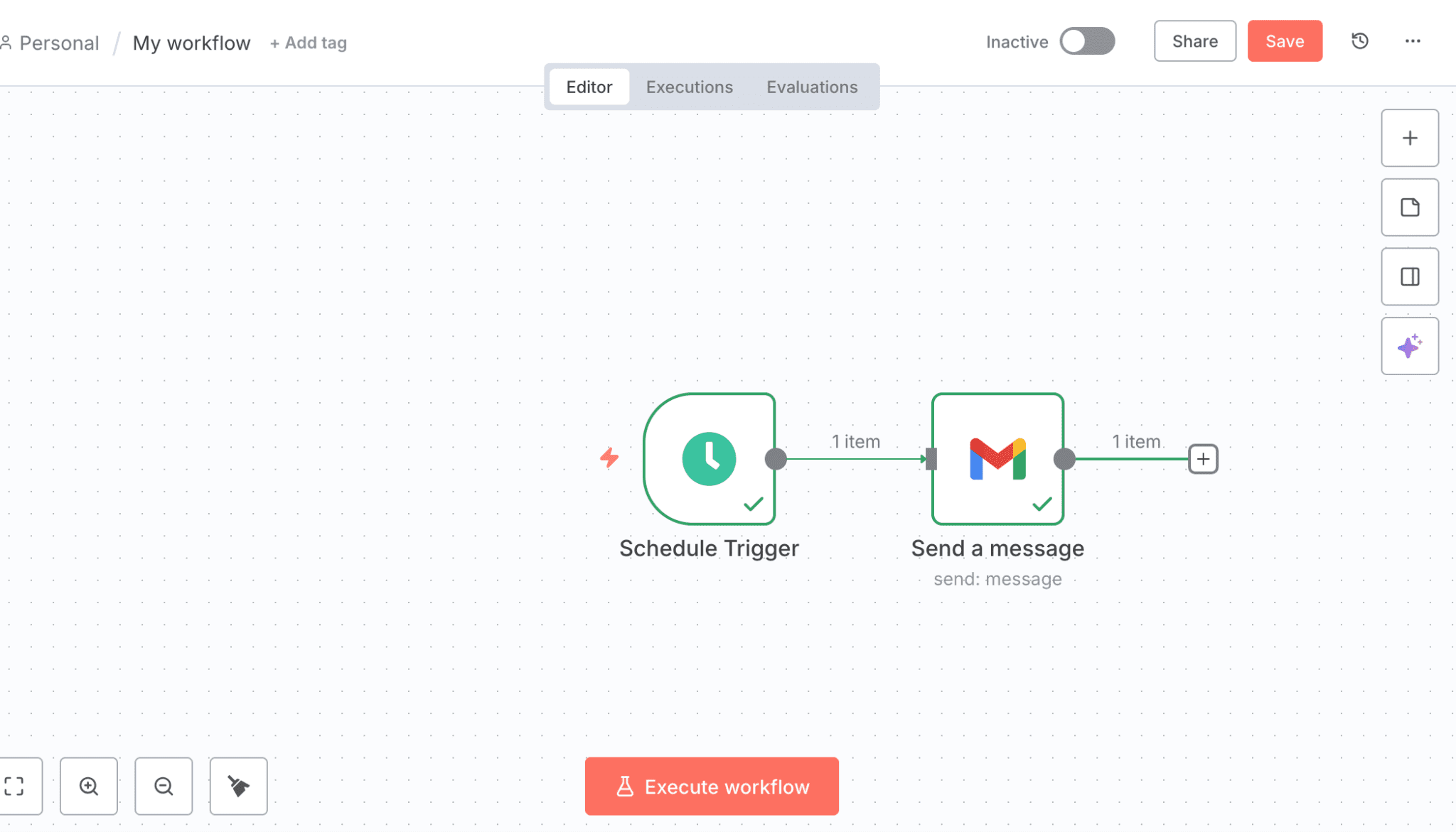 اجرای workflow با n8n