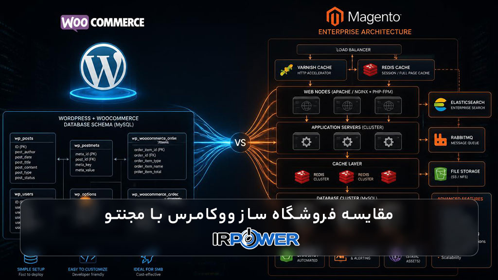مقایسه فروشگاه ساز ووکامرس با مجنتو: تحلیل عمیق و فنی دو غول تجارت الکترونیک