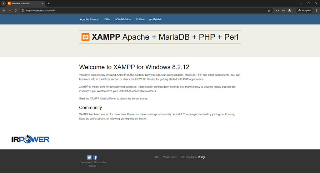 پیشخوان اصلی زمپ (XAMPP)