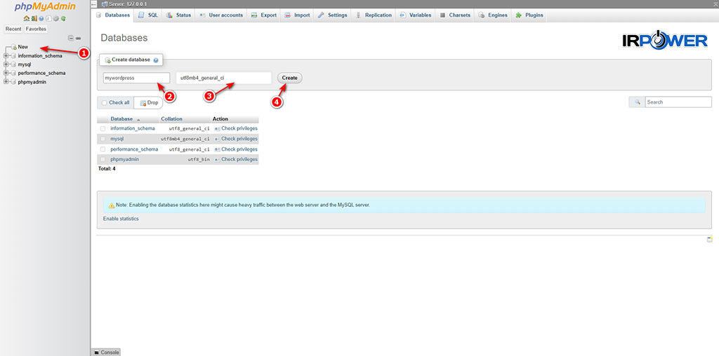 ساخت دیتابیس جدید