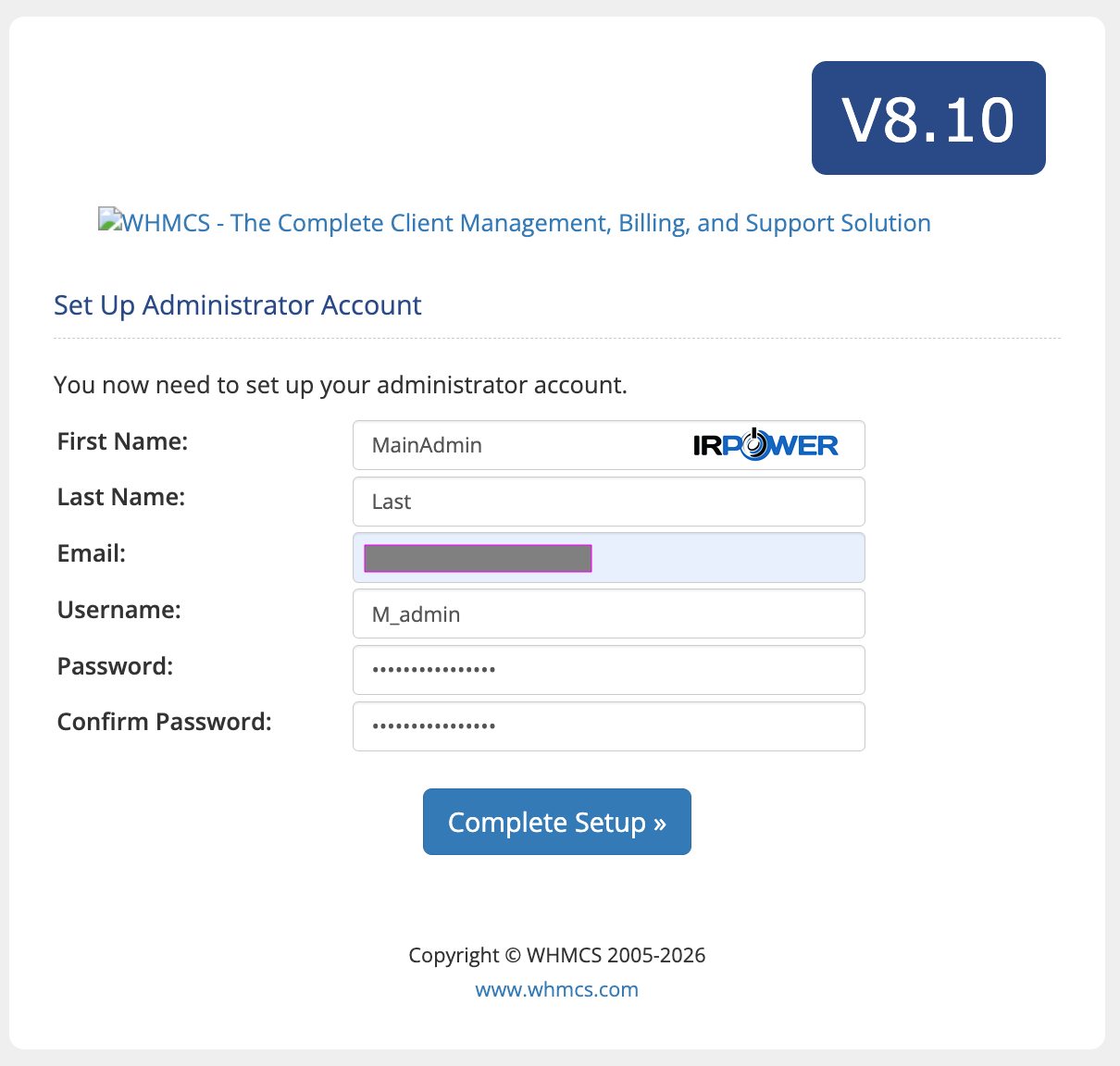 setup administrator account